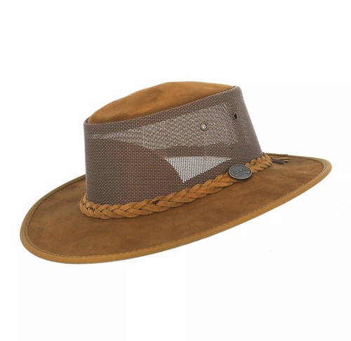 Barmah Cattle Suede Foldaway Cooler Airflow Hat Hickory With Travel Bag Large - Picture 2 of 9