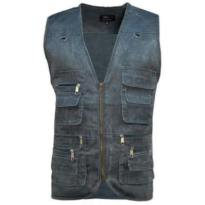 Game Multi Pocket Utility Vest Blue X-Large Vests-and-Waistcoats