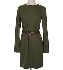 MICHAEL KORS Olive Boat Neck L/S Exposed Zipper Dress w/Removable Belt ( XL) NWT