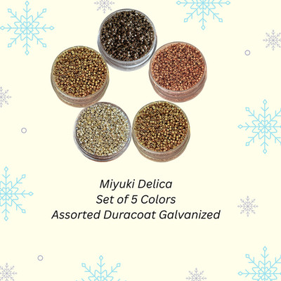 Set of 5 Colors Miyuki 11/0 Delica Seed Beads Duracoat Galvanized Set 25 Grams