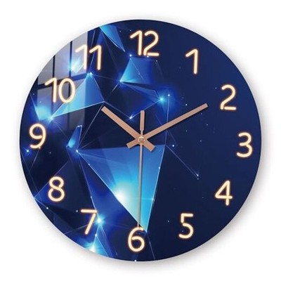 Blue Wall Clock for Bedroom - Modern Analog Clock Battery 12 Inch Blue Geometry