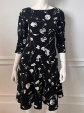 Oscar de la Renta Tulip Floral Dress Black Ivory Size 10