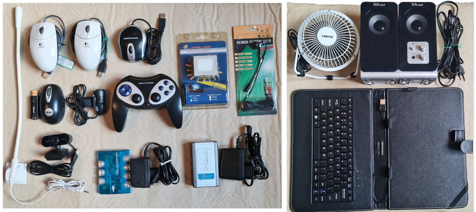Lotto Accessori PC Informatica Mouse, Hub USB, WebCam, JoyPad, Speaker, Tastiera
