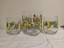 Set Of Greenbrier International 16oz Lemon Stemless Wine/Tumbler Glasses 