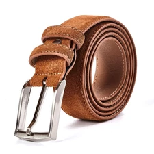 Genuine Suede Leather Belt for Men – 1 3/8" Wide Dress Casual Golf Belt