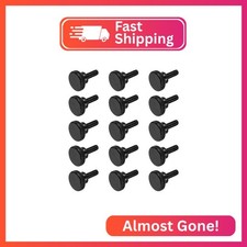 MECCANIXITY 15pcs M6 x 16mm Knurled Thumb Screws, Black Steel Flat Head Thumb Sc