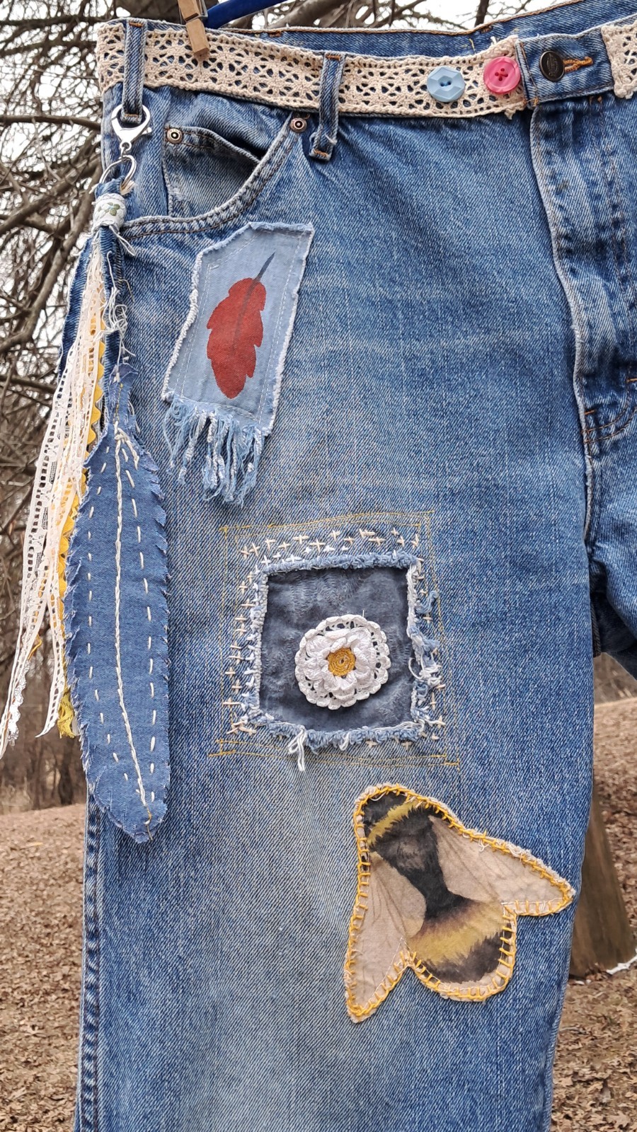 Upcycled  OOAK Reworked Boho   Patchwork Boyfrien… - image 3