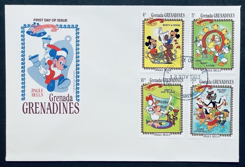 GRENADA GREN DISNEY JINGLE BELLS CHRISTMAS FDC SET STAMPS 1983 MNH GOOFY MICKEY - Picture 4 of 4