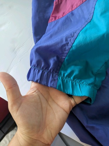 Vintage Nike Windbreaker Color block 80s Gray Tag Teal Purple - Picture 12 of 13