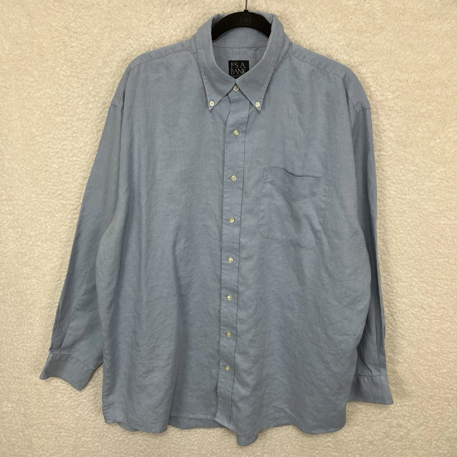 Jos A Bank Travelers Collection 100% Linen Shirt Men’s XL Blue Button Down Beach