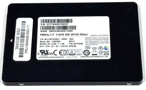 Samsung PM863a | MZ-7LM3T8N | 3.84TB | SATA 6Gbps | 2.5 SSD | MZ7LM3T8HMLP-00005