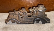 Antique 5  Cast Iron Hubley Fire Truck Toy, USA - Missing Wheels