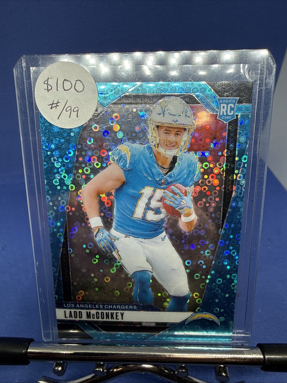 2024 Panini Prizm - Rookies Ladd McConkey #365 No Huddle Blue Prizm /99 (RC)