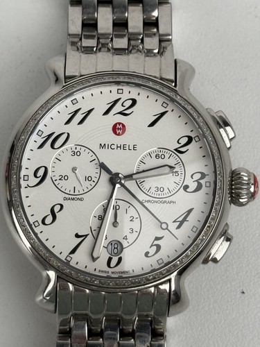Michele Fluette Diamond Chronograph Stainless Steel Women's Watch MWW24A01A1966