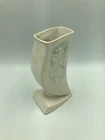 vintage roseville 'silhouette' vase - 6.25" white~turquoise oak leaf - clean EXC