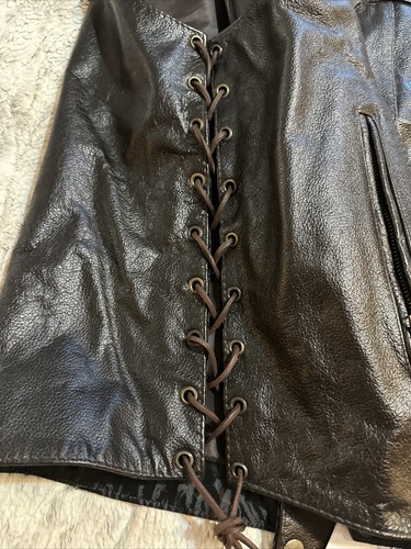 Xelement Vest 4XL Mens Biker Dark Brown Leather Sleeveless - Picture 5 of 9