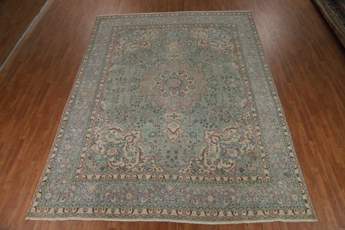 Green Floral Wool Traditional Area Rug 10x13 ft Hand-knotted for Living Room - Picture 3 of 22