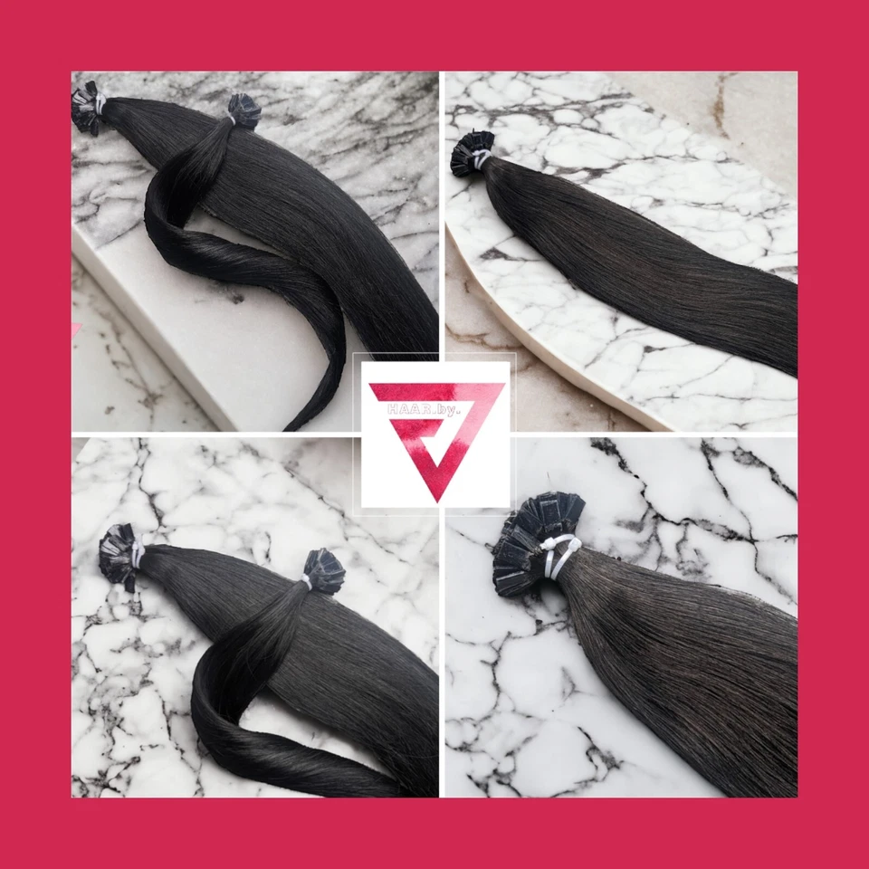 💕 Bonding Extensions 💕 slawisches Echthaar - Strähnen Keratin Schwarz, Braun  - Bild 2 von 4