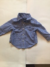 Baby Boys Long Sleeve Infant Dress Shirt 12M Chaps Blue Plaid GUC