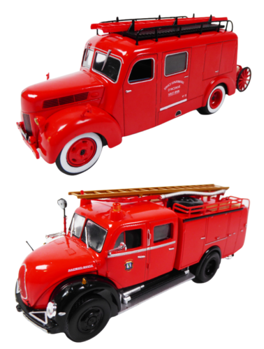 Set of 2 Fire Engines Ford F798T + Magirus 1:43 Salvat Diecast Truck LP17 - Picture 1 of 7