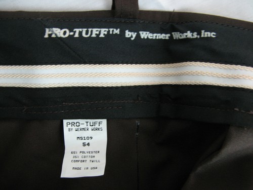 Pro-Tuff Cargo Pants by Werner Works 52W 37L Unhemmed Brown Uniform Style MS109 - Picture 5 of 6