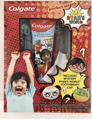 Colgate Ryan's World PocketWatch Gift Pack Powered and Manual Toothbrushes