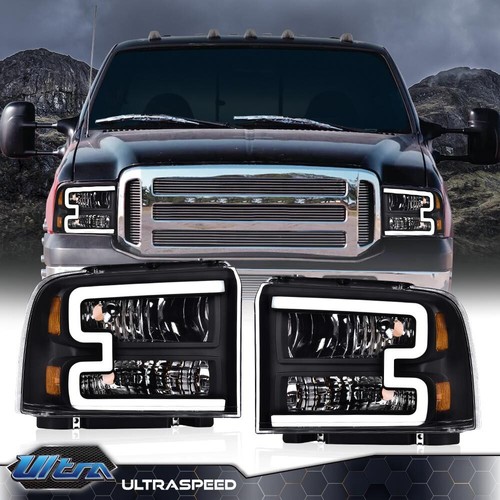 Conversion LED Black/Amber Headlights Fit For 2005-07 Ford F250 F350 Super Duty - Picture 10 of 10