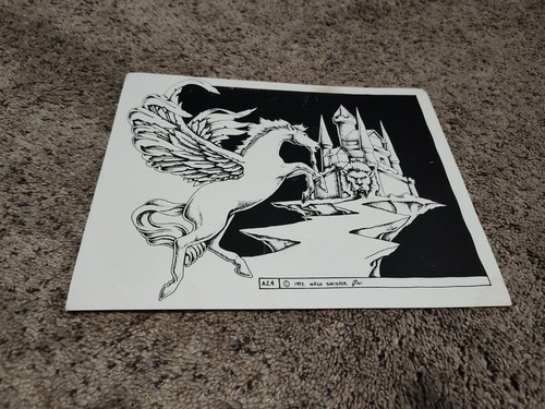 RARE Wade Swisher 1992 A24 Flash Sheet Tattoo Art Vintage Pegasus Castle - Bild 5 von 7