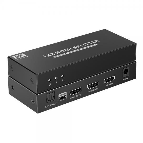 Techly Splitter HDMI 8K UHD 3D 60Hz 2 vie CEC SPDIF Ottico