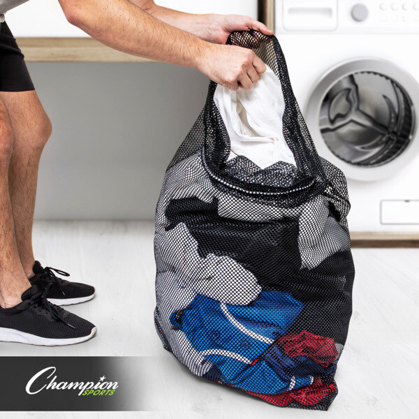Champion Sports 24"x36" Mesh Laundry, Ball, Gear Drawstring Bag (2 Pack)