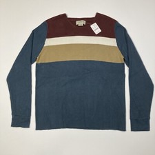 J.Crew Men s Large Striped Cotton Sweater Long Sleeve NWT Classic Multi Pullover