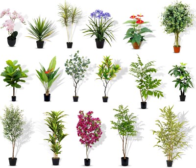 GROßE Künstliche Palmen, Ficus Pflanzen, Bambus Tropical Yukka ULTRA REALISTISCH