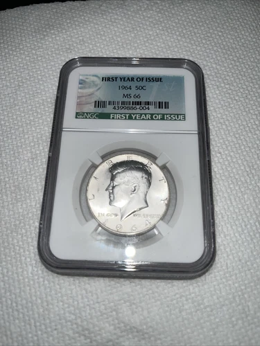 1964 KENNEDY HALF DOLLAR MS66 FIRST YEAR ISSUE NGC CERTIFIED
