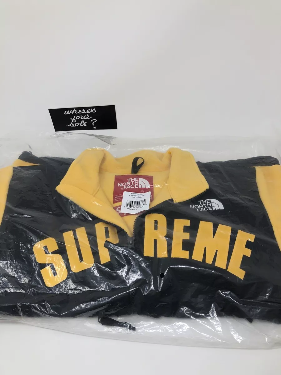 Supreme The North Face TNF Arc Logo Denali Fleece Jacket Yellow sz Medium M  NEW