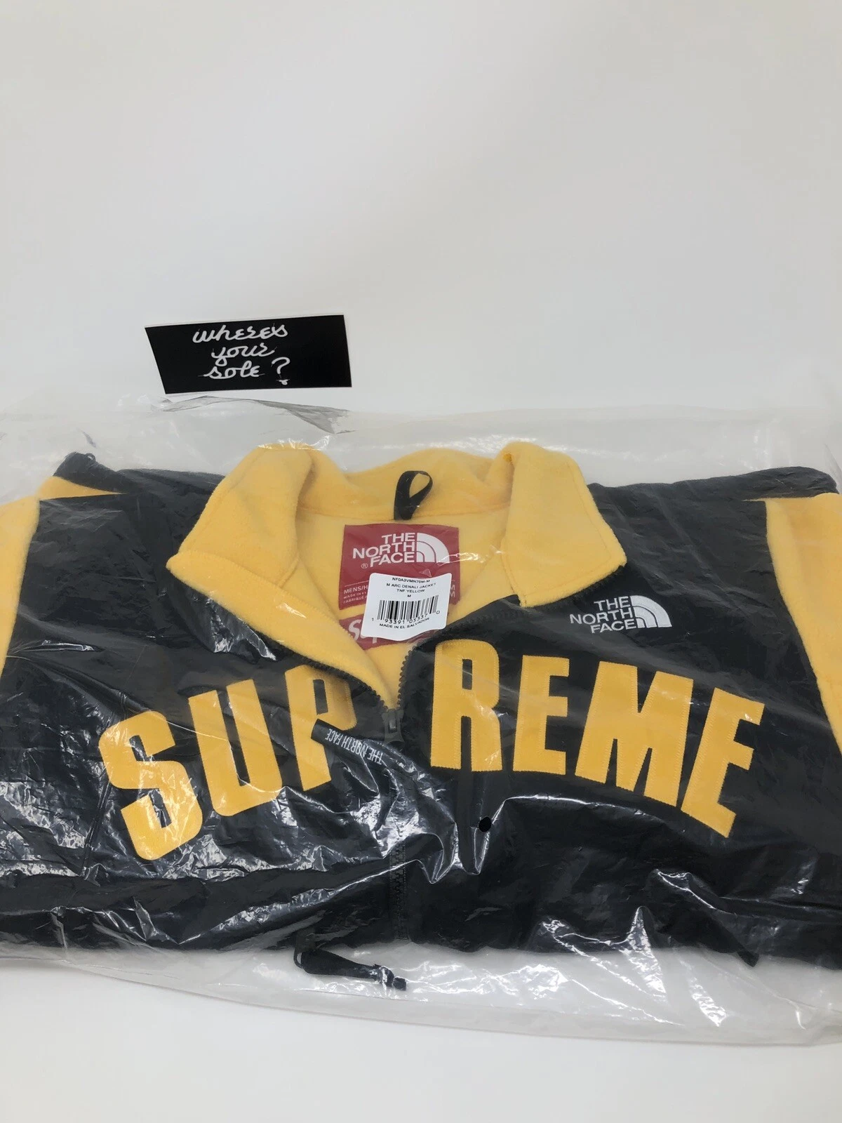 Veste polaire jaune Supreme The North Face TNF Arc Logo Denali taille Medium M NEUVE