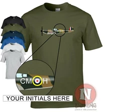 Personalised Spitfire Mk1 t-shirt Battle of Britian WW2 RAF - add your initials