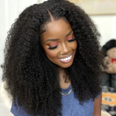 UNice Kinky Curly 13x4 Lace Front Human Hair Wigs Pre Plucked with Baby Hair 18''