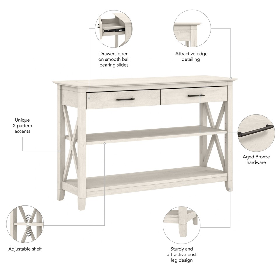 Key West Console Table with Drawers and Shelves by Bush Furniture eBay
