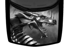 Scaled Dragon Face Snarling Hood Wrap Truck Vinyl Car Graphic Decal 58x65 Grey
