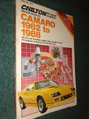1982-1988 CHEVROLET CAMARO SHOP MANUAL 87 86 85 84 83+ CHILTON'S