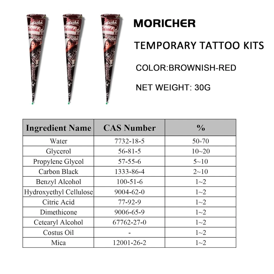 Kit de tatuaje de henna totalmente natural con 3 conos, 101 plantillas - ¡Diversión para todos! Foto 4 de 4