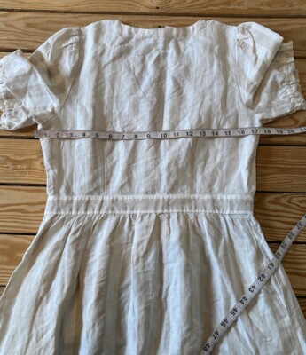 loft beige dress Gathered Lantern Sleeve Dress