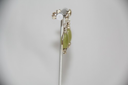 Sterling Silver Jade in a Circle Dangle Earrings - Picture 10 of 11