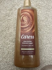 Three 3 Caress Shea Butter and Brown Sugar EXFOLIATING BODY WASH 18oz New