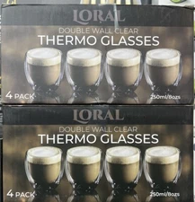 Bistro Double Wall Thermo-Glasses Coffee Mug 8 OZ (4-pack) New