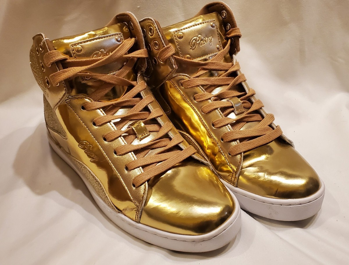 PASTRY High-Top Ladies Sneakers gold/Glitter/Mirror finish size 10