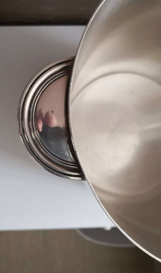 OLD ART DECO CHAMPAGNE BUCKET in SILVER METAL hallmarks ERCUIS