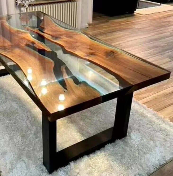 Epoxy Resin Dining Table – Luxury Handmade Furniture Clear Epoxy Table Top - Image 4 of 4