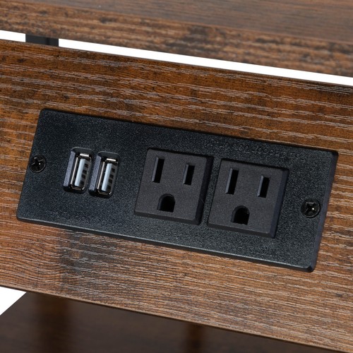 Mesita de Noche con Estación de Carga Luz LED Cajones Estante Dormitorio Mesa auxiliar - Imagen 7 de 15