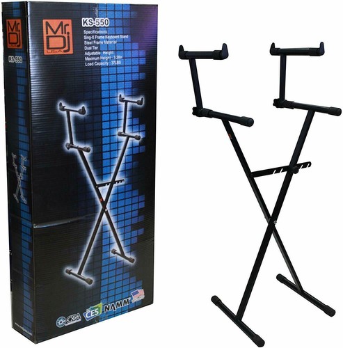 Mr Dj KS550 Keyboard Stand Deluxe Two Tier X Style - 第 1/2 張圖片